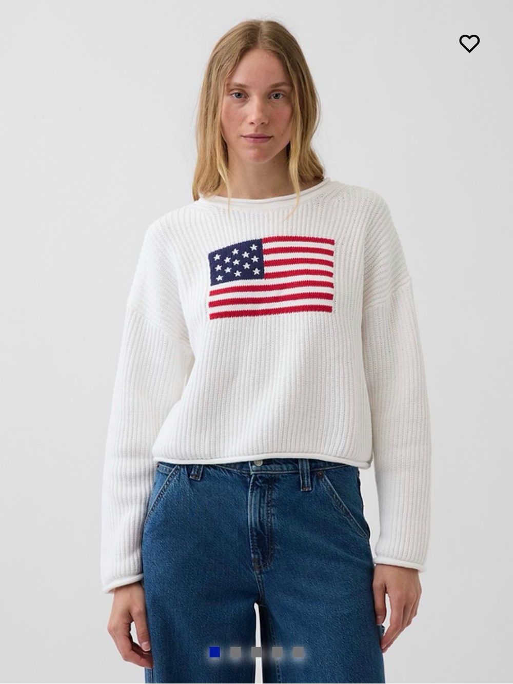 GAP 100% Cotton Oversized Americana Crop Sweater Size Medium Tall - Picture 5 of 8